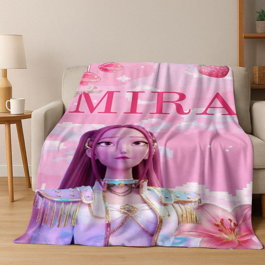 Kpop Demon Hunters Rumi Mira Zoey Music Cartoon Cute Flannel Blanket Soft Warm Blanket for Bedroom Living Room Bed Picnic Gift