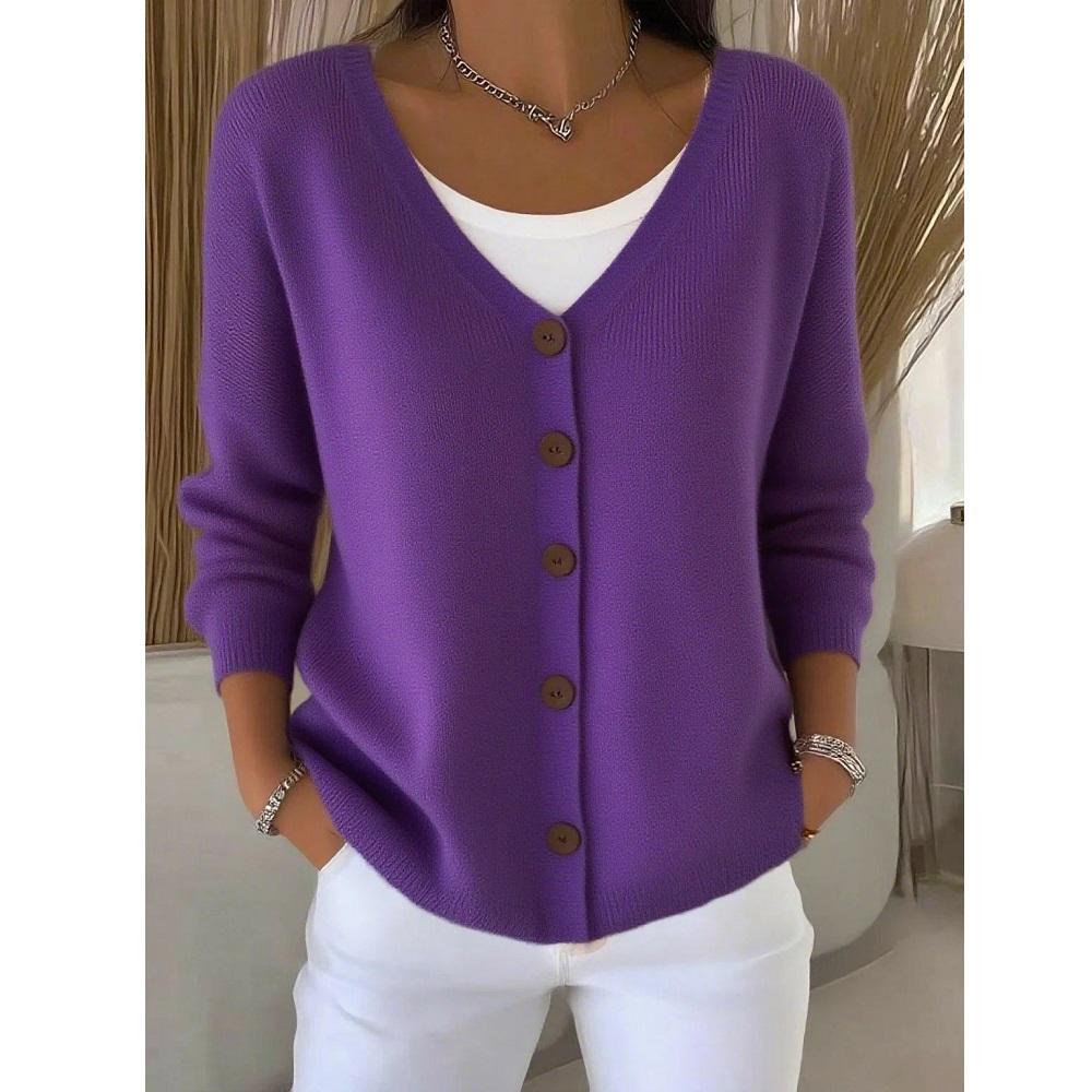 Women Single Breasted V-neck Long Sleeve Sweater Cardigans Coats Long Sleeve Knitted Outerwear Jackets