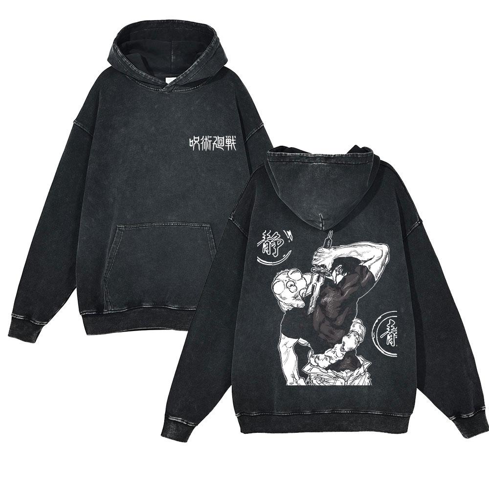 Anime Jujutsu Kaisen Geto Suguru Funny Print Hooded Men Women Cotton Hoodies Plus Size Streetwear Harajuku Vintage Sweatshirt