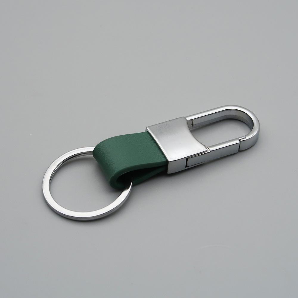 Metal and Genuine Leather Car Keychain with Customizable Laser-Engraved Logo