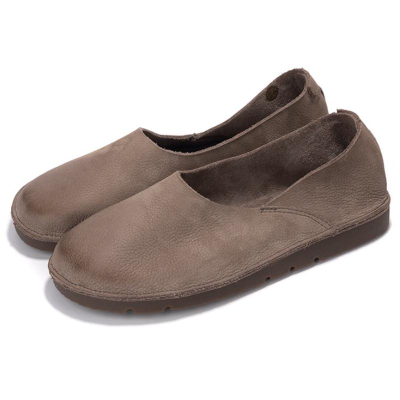 Высококачественные кожаные брендовые балетки женские удобные с круглым носком мягкая подошва лоферы винтажная прострочка дизайнерская обувь Zapatos De Mujer 35 серый 6750₽