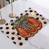 Halloween Fall Autumn Linen Placemat Table Coffee Mat Orange Brown Gnome Pumpkin Maple Leaf Plaid Harvest Happy Decorative