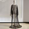 Beaded Edge Tulle Cape Train Shawl Front Short Back Long Sheer Bridal Wrap White & Black For Strapless Wedding Gown Evening Party Photoshoot