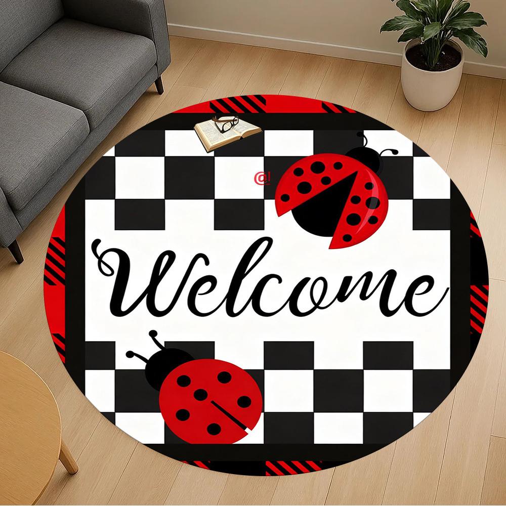 1pc Ladybug Round Chair mat office Area Rug - Non-Slip, Floor Mat for Office, Bedroom, Ideal home decor gift c0112019