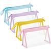 4 PCS Small Clear Cosmetic Bag with Zipper Waterproof Travel Zipper Pouches for Makeup Toiletry Transparent Plastic Makeup Organizing Bags Toiletry