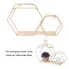 Wall Mounted No Punch Shelves Display Storage Rack Home Office Decoration(Gold )