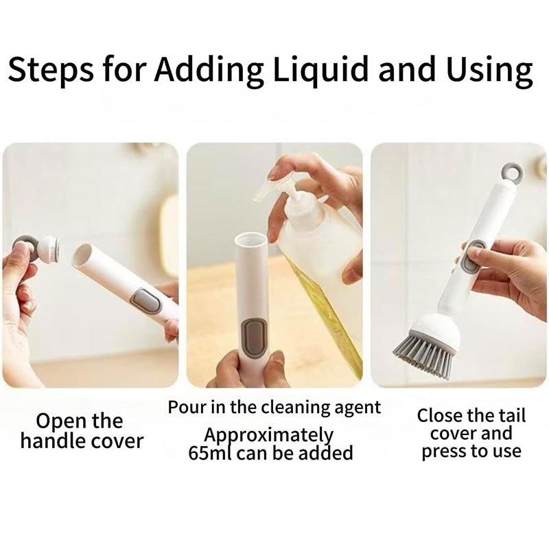Soap Dispensing Dish Brush Long Handle Adjustable Heavy Duty Scrubber for Kitchen Pot Pan Dishwashing Use