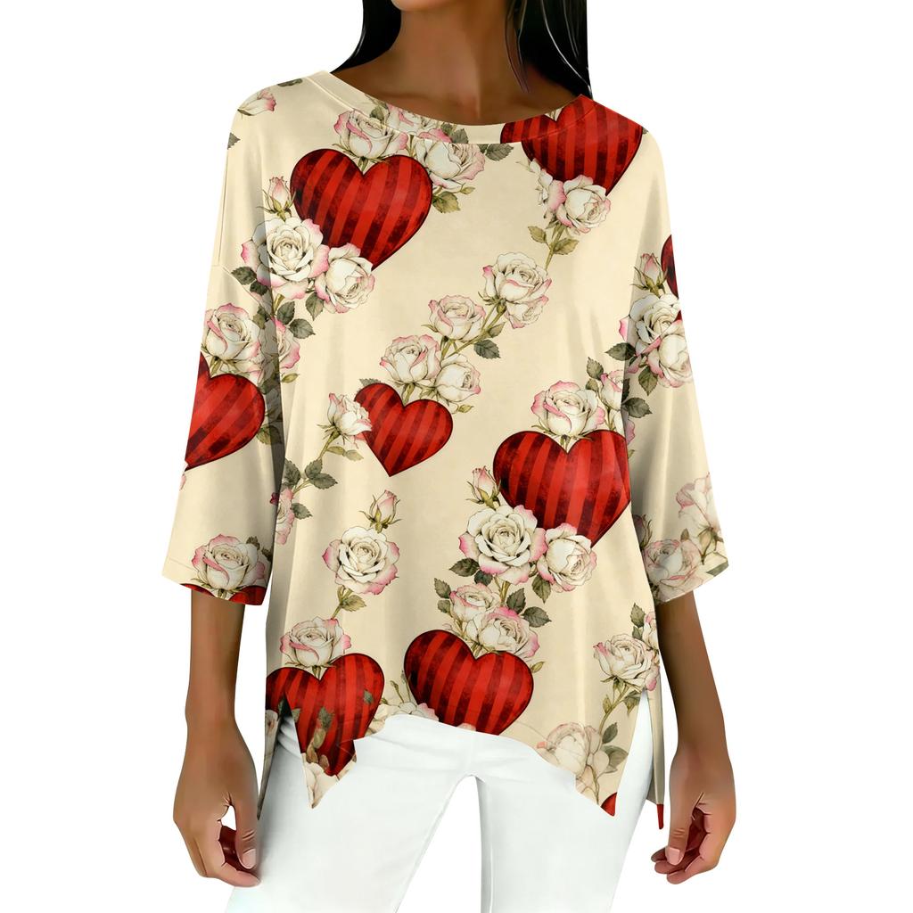 Damen 3/4-Ärmel Shirts Grafik-T-Shirts Shirts Lässige Basic-Tops Pullover