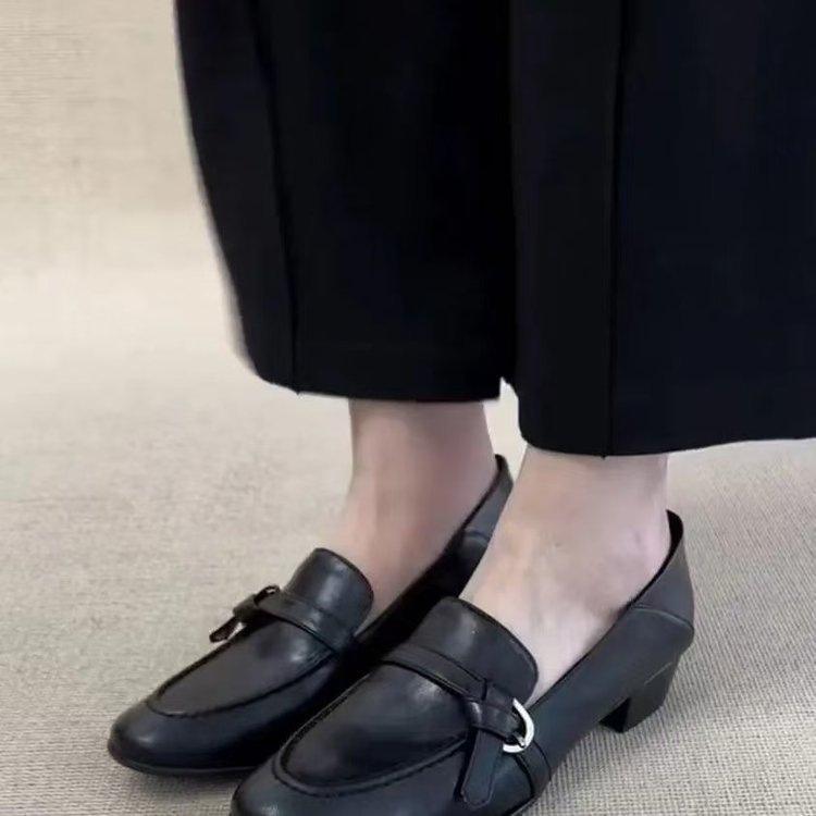 British thick heel new retro commuter small leather shoes single shoes