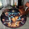 Cute Dog Samoye,Chihuahua,Koki Pomeranian Cartoon Round Carpet Rug for Living Room Bedroom Decor,kids Pet Area Rug Non Slip Mat