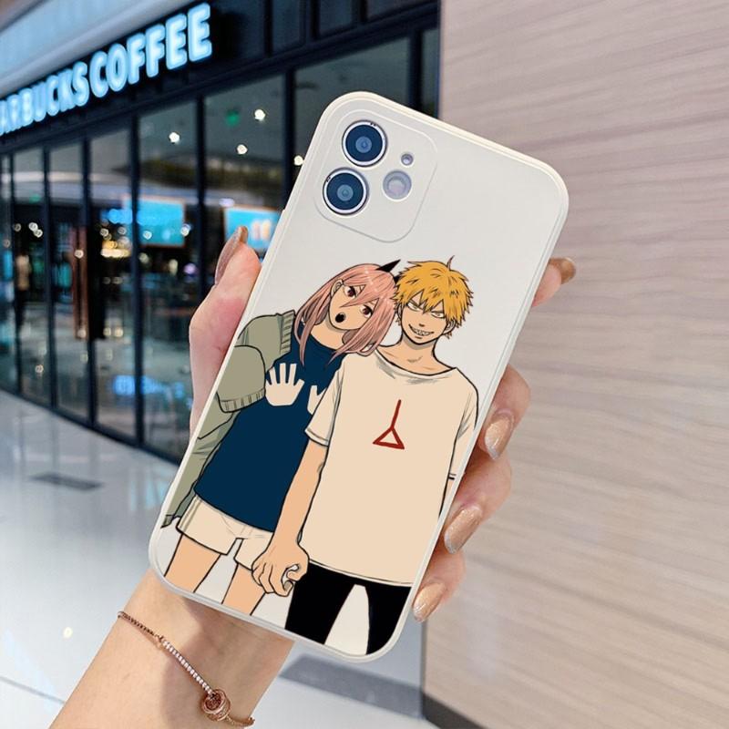 Japan Chainsaw Man Phone Case For IPhone 14 11 12 13 Pro Max X XR XSMax 6 6S 7 8 Plus SE 2022 Soft Square Color Phone Cover