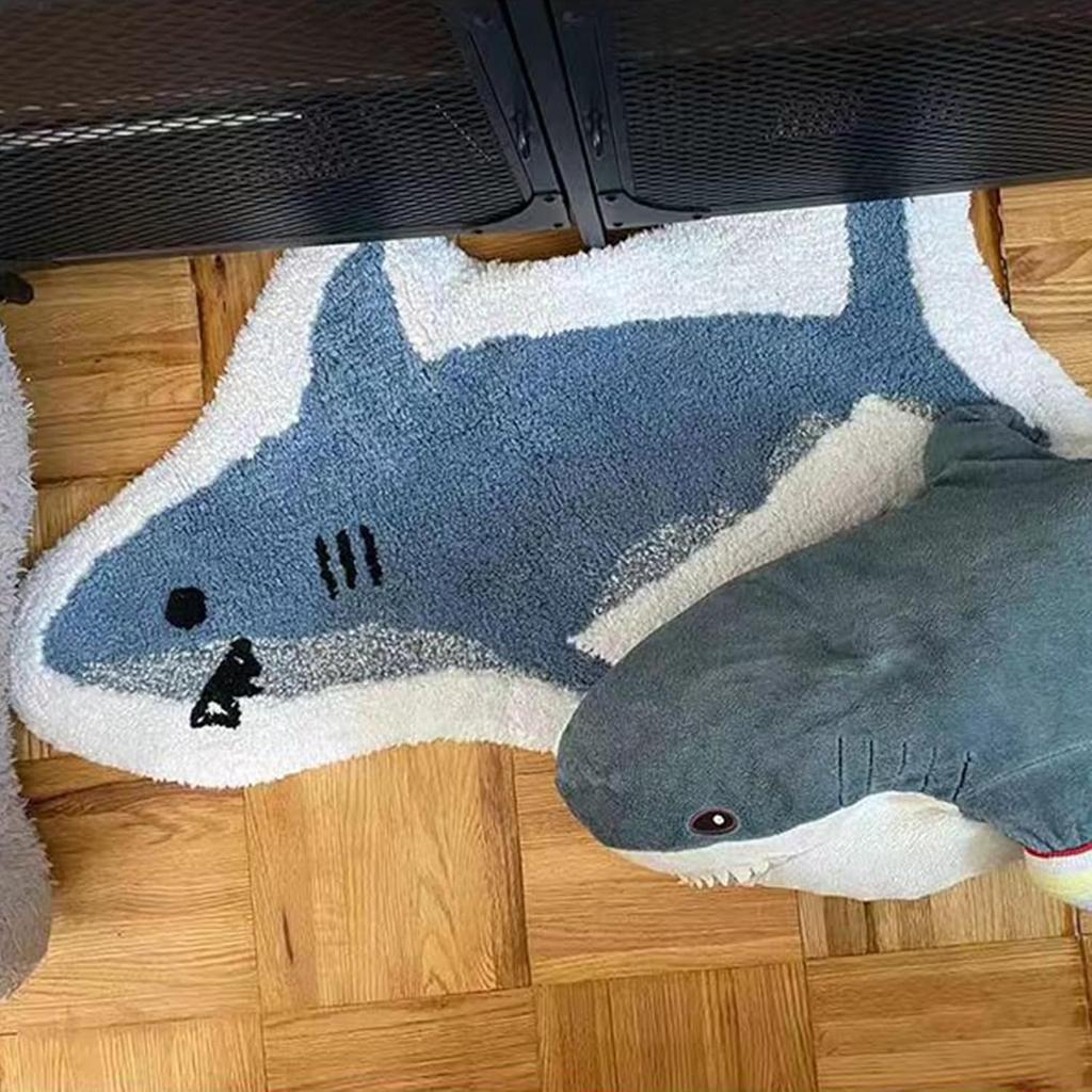 HM&DX Cartoon Shark Shaped Bathroom Rugs,Absorbent Non-Slip Bath Rugs,Comfort Washable Shower Rug,Kitchen Sink Bedroom Floor Mat Carpet Area