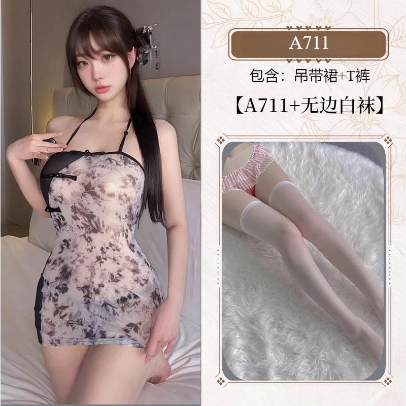 Erotic underwear Chinese tube top sexy passion temptation bed robe pure desire see-through