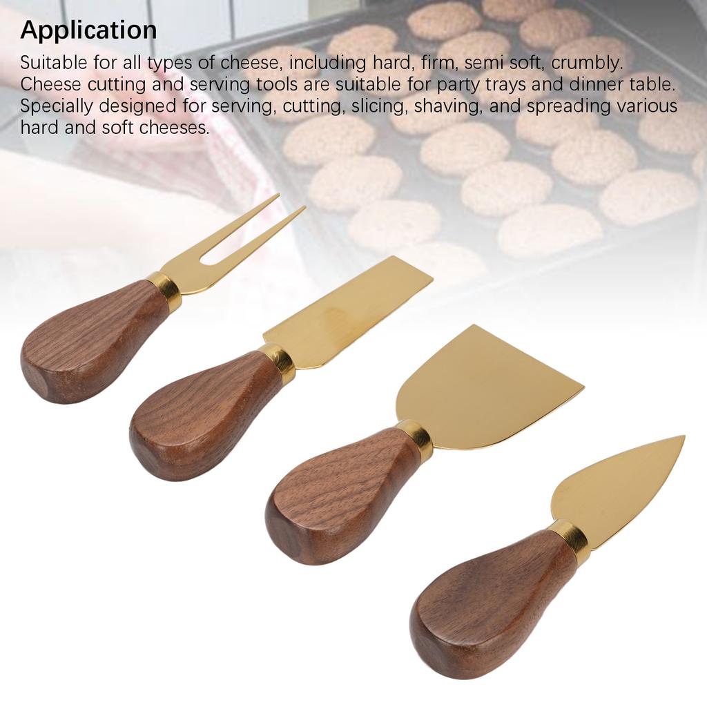 Käsewerkzeug-Set aus Edelstahl mit Holzgriff Käseschneider Käsegabel Streichmesser zum Schneiden Servieren Charcuterie-Brett Zubehör