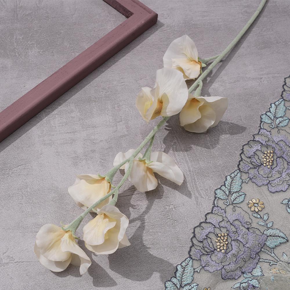 63cm Simulation Pea Flower Flocked Artificial Bouquet New Fake Flower  Wedding Party Decor