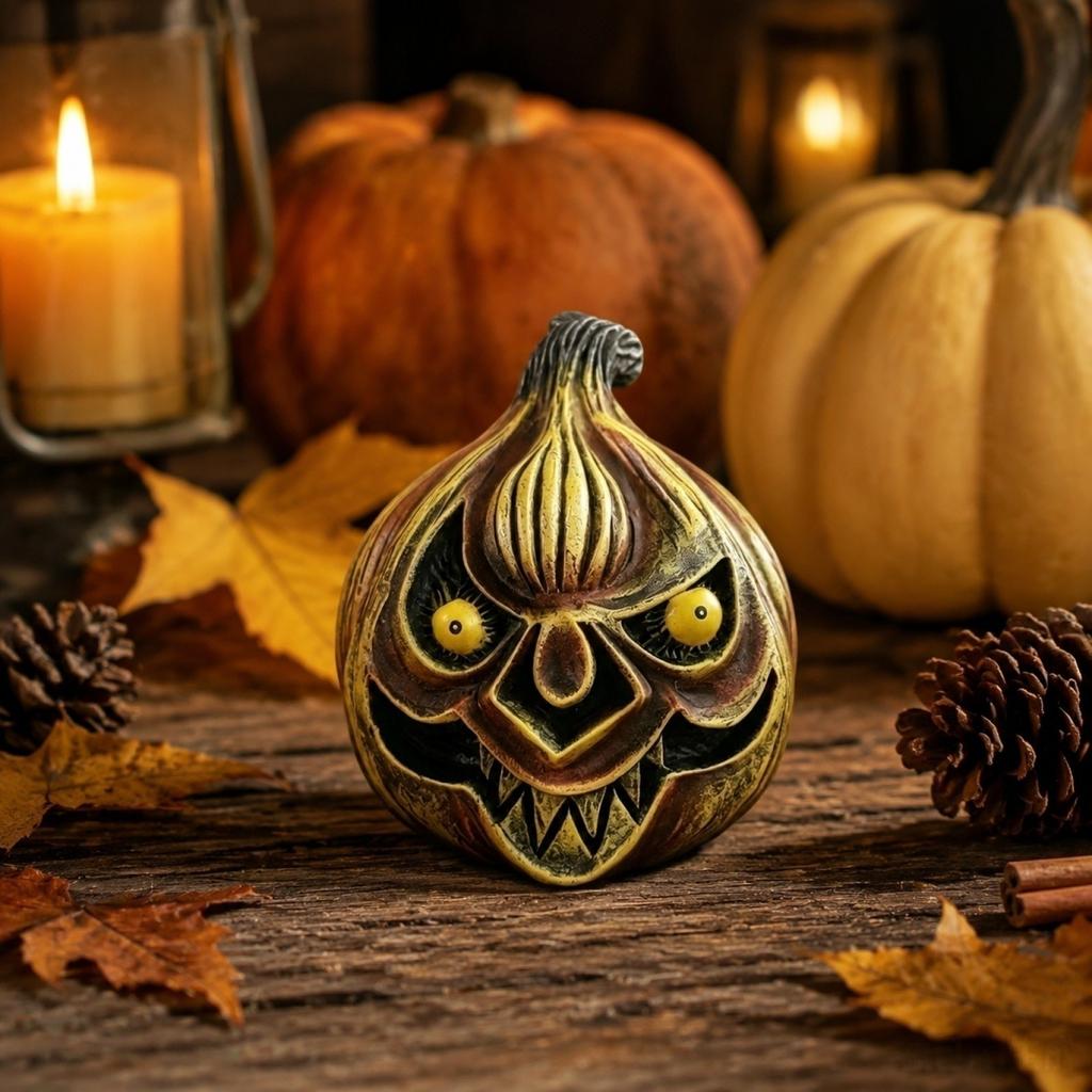 Creative Halloween Pumpkin Monster Decoration for Yard Indoor Outdoor Use Unique Scary Pumpkin Ornament for Seasonal Festive Display