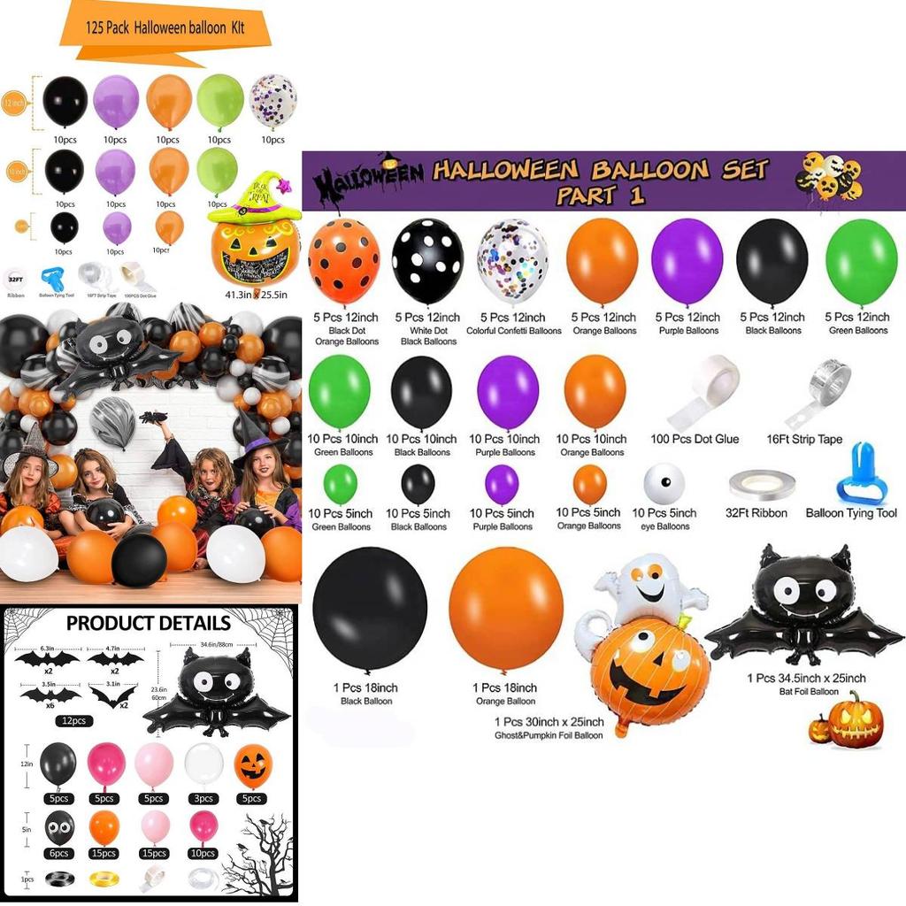 Multicolored Halloween Balloon Arch Kit For Kids Birthday Party Decorations