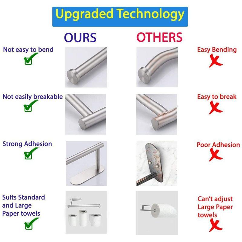 Holder Kitchen Roll Towel Paper Rack Under Cabinet Wall Toilet Self Adhesive