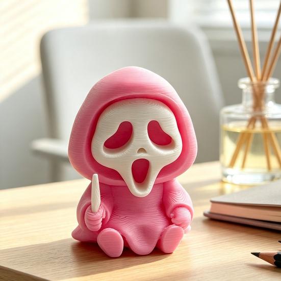 Compact Skull Model for Collection Halloween Ghost Statue, Cartoon Skeleton Sculpture, 3D Printed Textures Novelty Gift Horror Fans Ornament