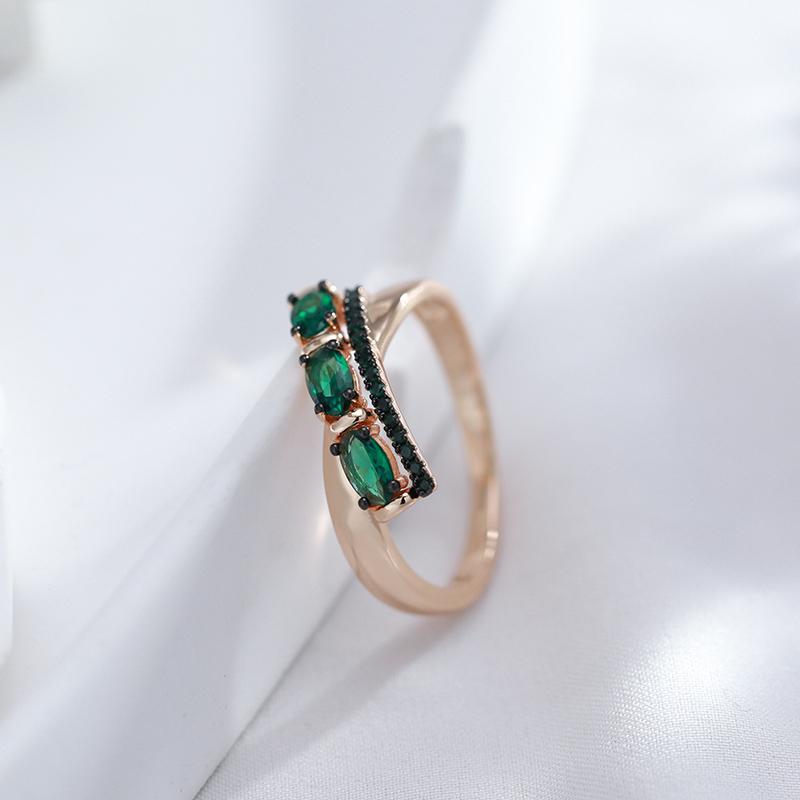 Personality Black Edge Double Dark Green Zircon Geometric Women's Rings Gothic Style Party Daily Jewelry