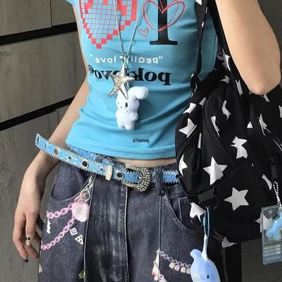 Women's Y2K Niche Design Diamond-Inlaid Leather Waist Belt