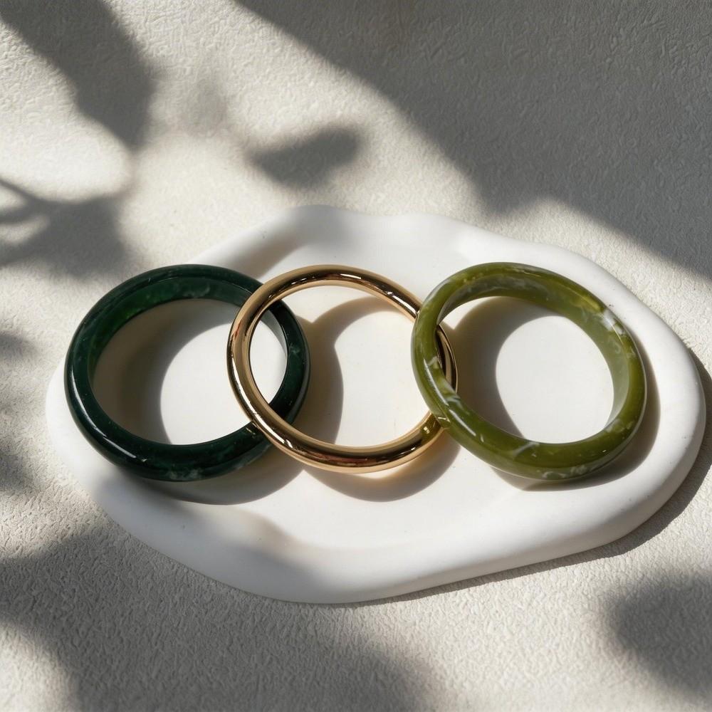 3/4 Pcs Smudged Thin Resin Bracelet Set Marble Pattern Cuff Bracelet Set New Round Bangles Gifts