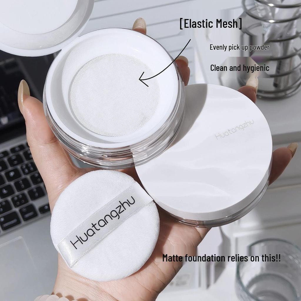 Huatang Cloud Mist Matte Setting Powder: Oil Control, No Caking, No Smudging, Soft Focus, Long-Lasting & Portable.