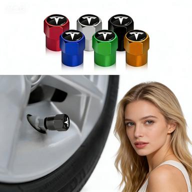 4 Piezas Tapones Metálicos para Válvulas de Neumáticos de Coche Cubierta para Vástagos de Aire de Neumáticos para Model 3 Y S X Roadster Model 3 S X Y 2022 Invader Coil Mod WYE K80