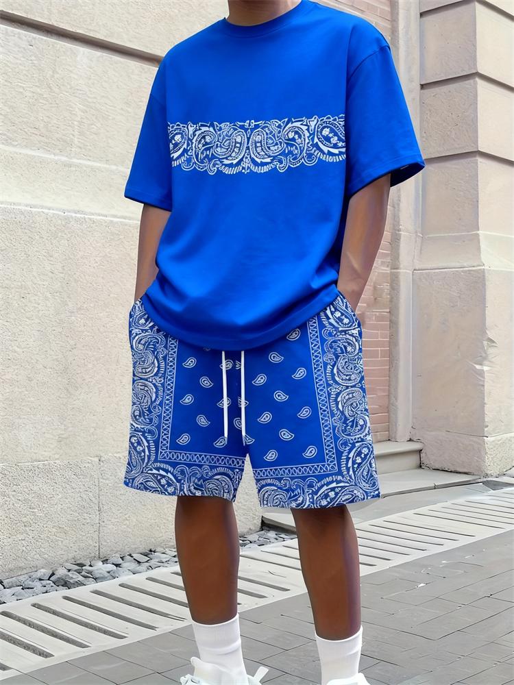 Spring Casual New Men s Set, 3D Printed Men s Casual Top And Drawstring Shorts, Urban Fashion Men s Clothing S
