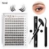 VYRILA Lash Extension Kit Wispy C Curl Lash Clusters Kit Hush 8-16mix Individual Lashes with Lash Bond and Seal Lash Tweezers