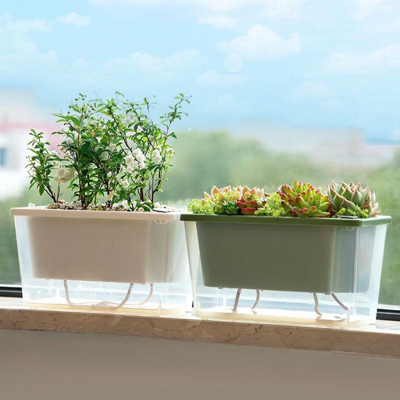 Self-Watering Flower Pots Garden Floral Cultivation Box Small Rectangular For Apartment Balcony Water Plant Pot