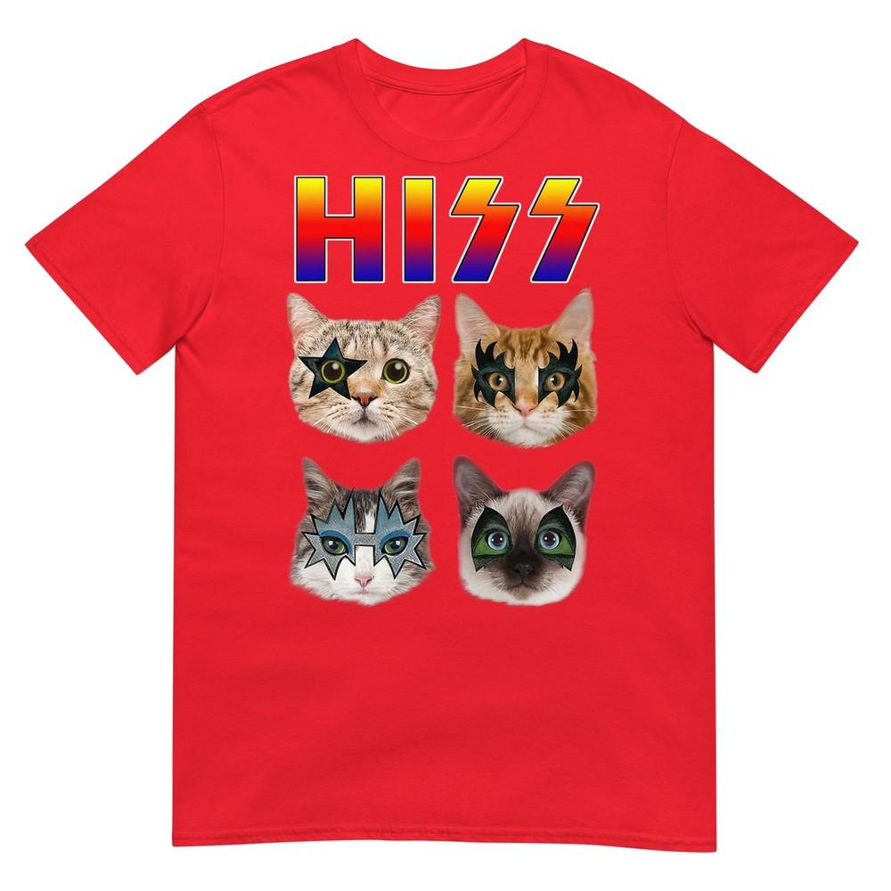 Hiss Funny Cats Kittens Rock Rocking Short Sleeve TShirt Gift Tee Pun S