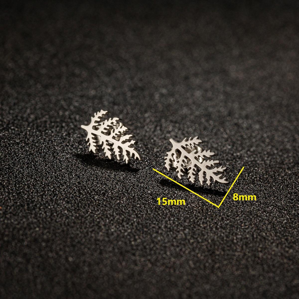 

10Pairs/Lot Plant Roses Maple Leaves Stud Earrings Zircon For Women Personality Stainless Steel Drop Earrings Accessories Gifts Copper color