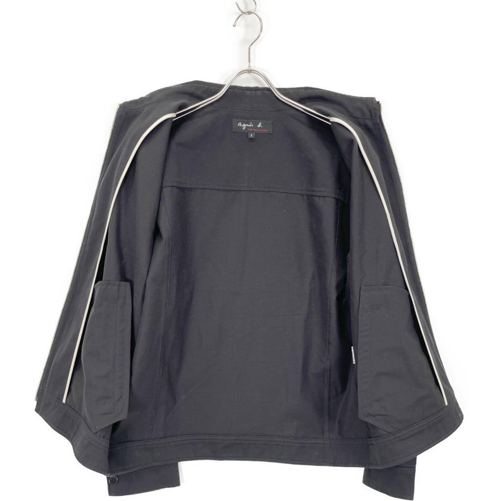 agnes b. XD53UU49 H24 Black Chet Zip-Up Blouson Jacket 3 blackUsed