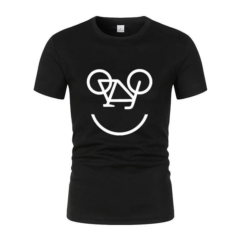 Summer New Interesting Bicycle Reverse Letters Print Men'S T -Shirt Fashion Casual Jogging Mesh Air Permeability Short Sleeves