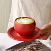 Vintage Egg-shaped Ceramic Coffee Cup And Saucer Set for Home Use - Light Luxury Simple Latte Art Embossed Cappuccino