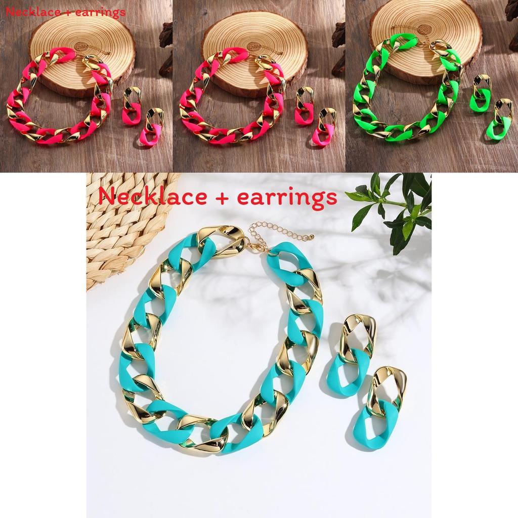 European Fashion Jewelry Set With Geometric Elements And Plant Flower Motifs For Women