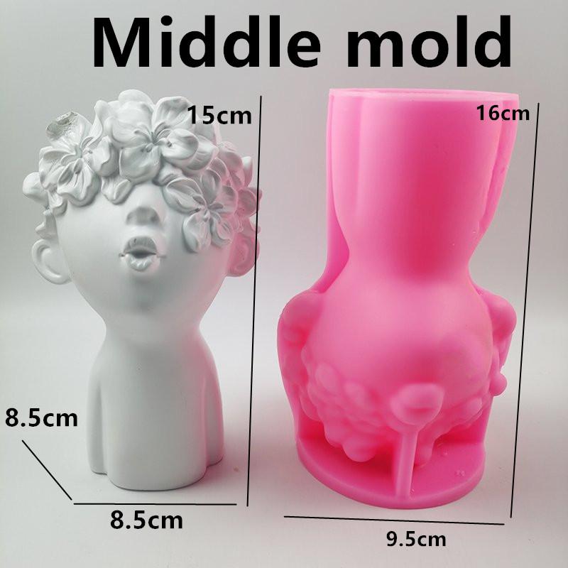 

3D Large 20CM Flower Cover Eyes Boy Plaster Ornament Silicone Mold European Style Character Scented Candle Mould Silicone Mold