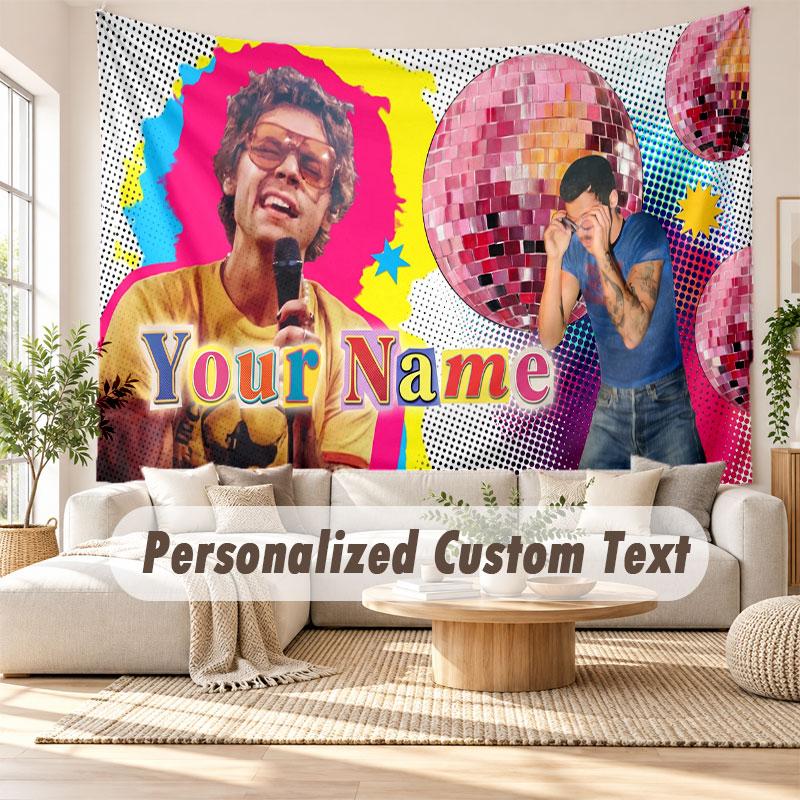 Personalisierte Wandbehänge-Tapestry mit Namen, Harry Styles Dekorative Hintergrund-Tapestry für Wohnheim, Zuhause