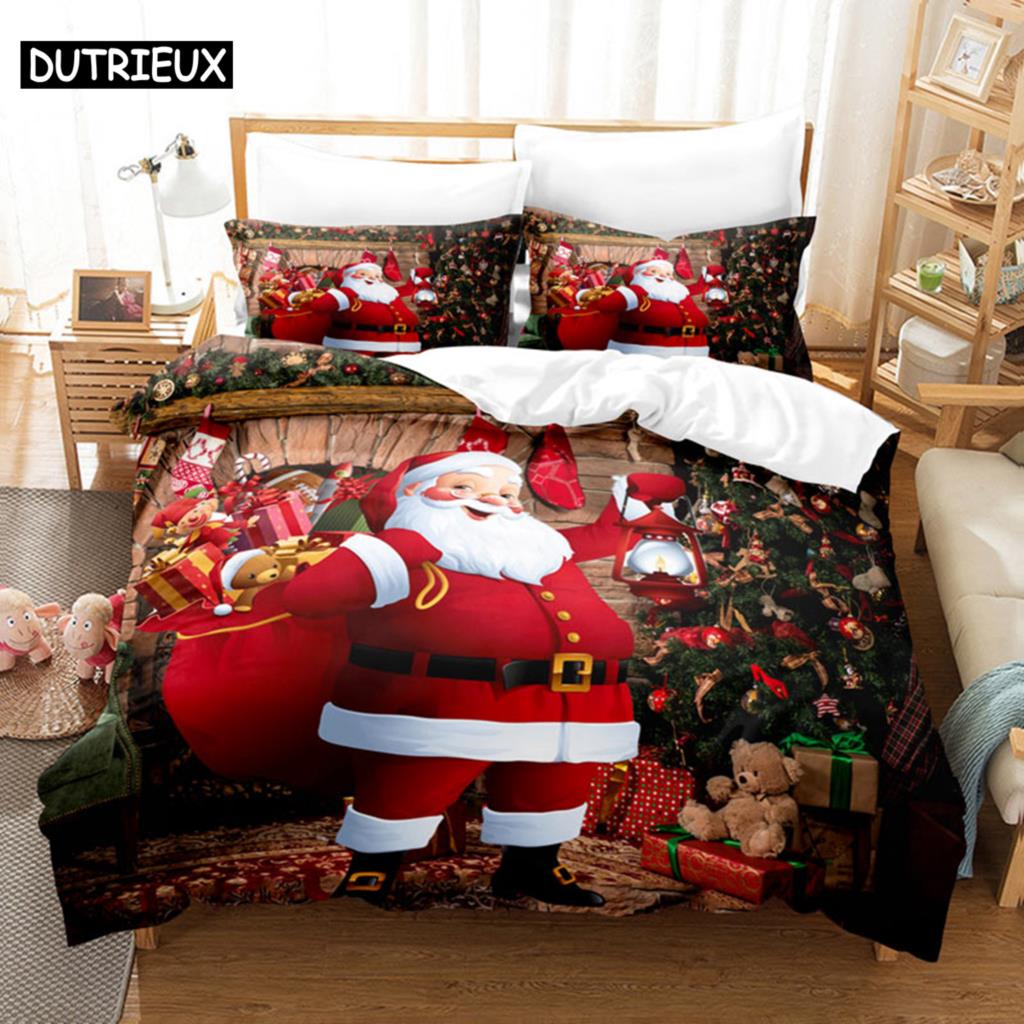 3D Christmas Quilt Cover Bedding Set Duvet Comforter Pillow Case Bed Linens Twin Queen King Double Full Single 3PCS 2PCS Bedroom