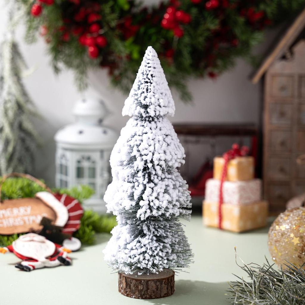 Haobei Cedar Mini Christmas Tree Ornament - Tabletop Christmas Scene Decoration
