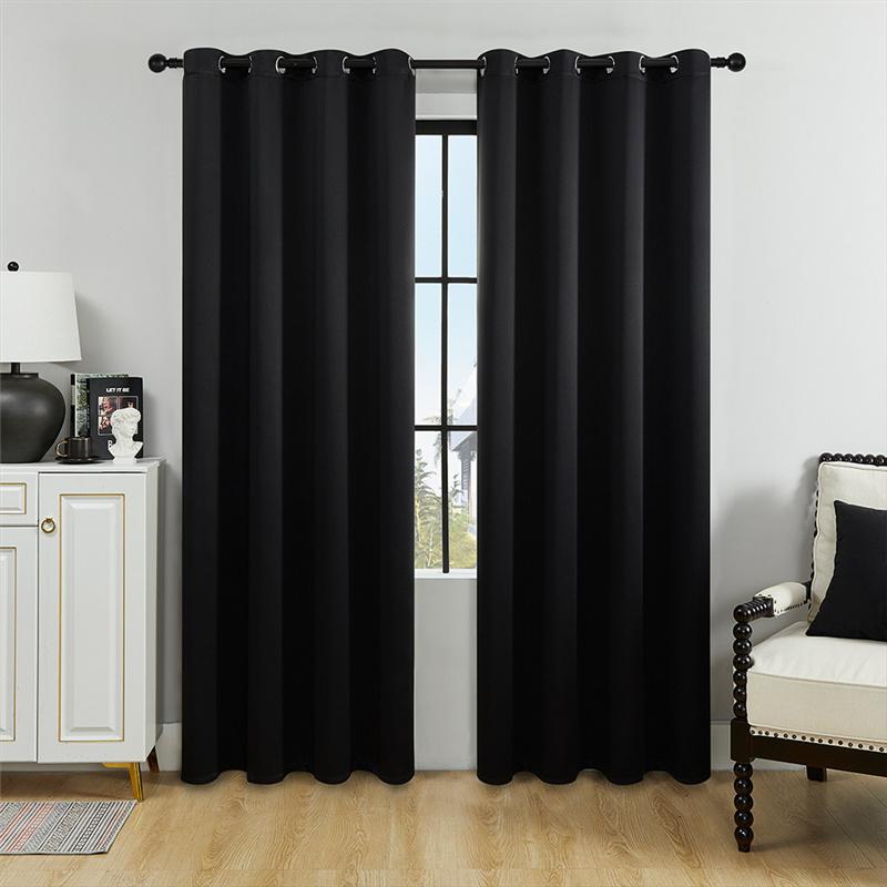 High Density Fabric 100% Blackout Curtains Thermal Insulated Sunproof Drapes with Grommet Top Bedroom Living Room Decor