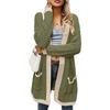 Women Winter Wool Cardigan Solid Patchwork Jacket Sweater Long Loose Thick Coat Cardigan
