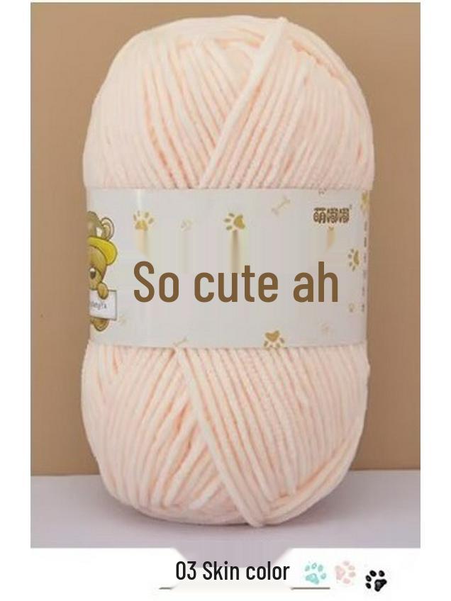 Chenille Crochet Yarn - Medium Thick Hand-Knitted for DIY Crafts & Dolls
