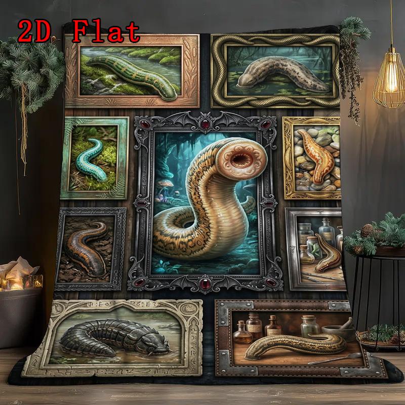 Mystic Serpent Collection 2D Flat Pattern Flannel Blanket, High quality All Seasons, Home Decor, Warmth and Comfort, Perfect for Christmas Gifts.