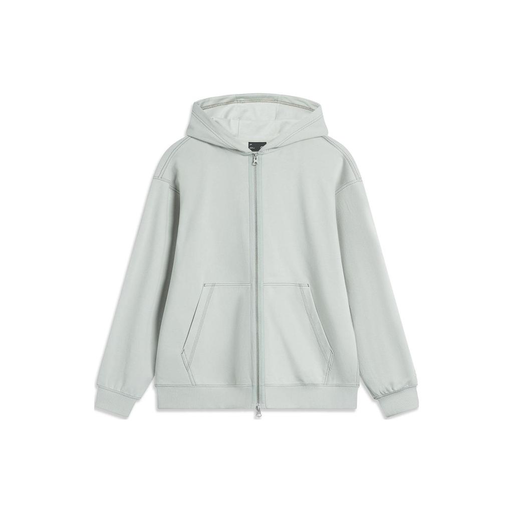 Li Ning CF Pure Color Casual Sports Zip-Up Hoodie Loose Long Sleeve Jacket Unisex jackets AWDU807-3