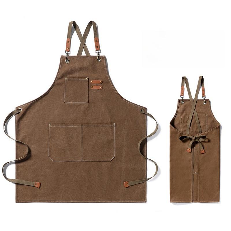 Thick canvas apron for nail salons, barbecue restaurants, home catering, kitchen work uniforms