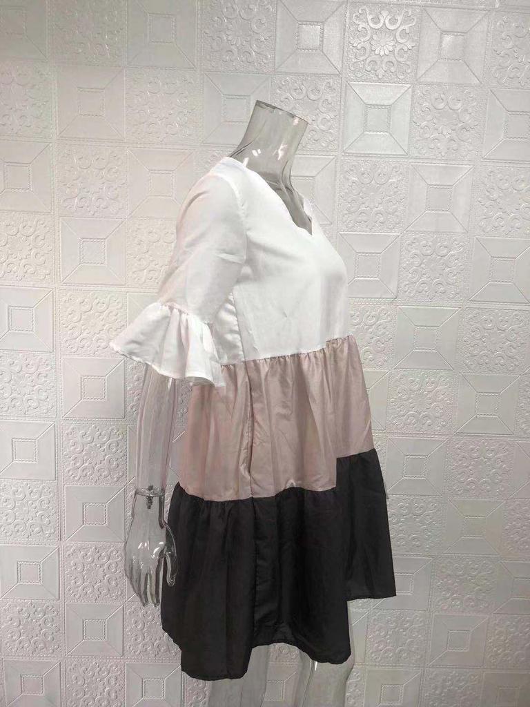 2025 European and American Women's Ruffle Pocket Printed Dress
