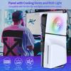 Faceplate for PS5 Slim Console with Cooling Vents & RGB Light Ring Strip & USB2.0 Hub, DIY Hard Shockproof Plates Cover & 15 LED Mode, Replacement