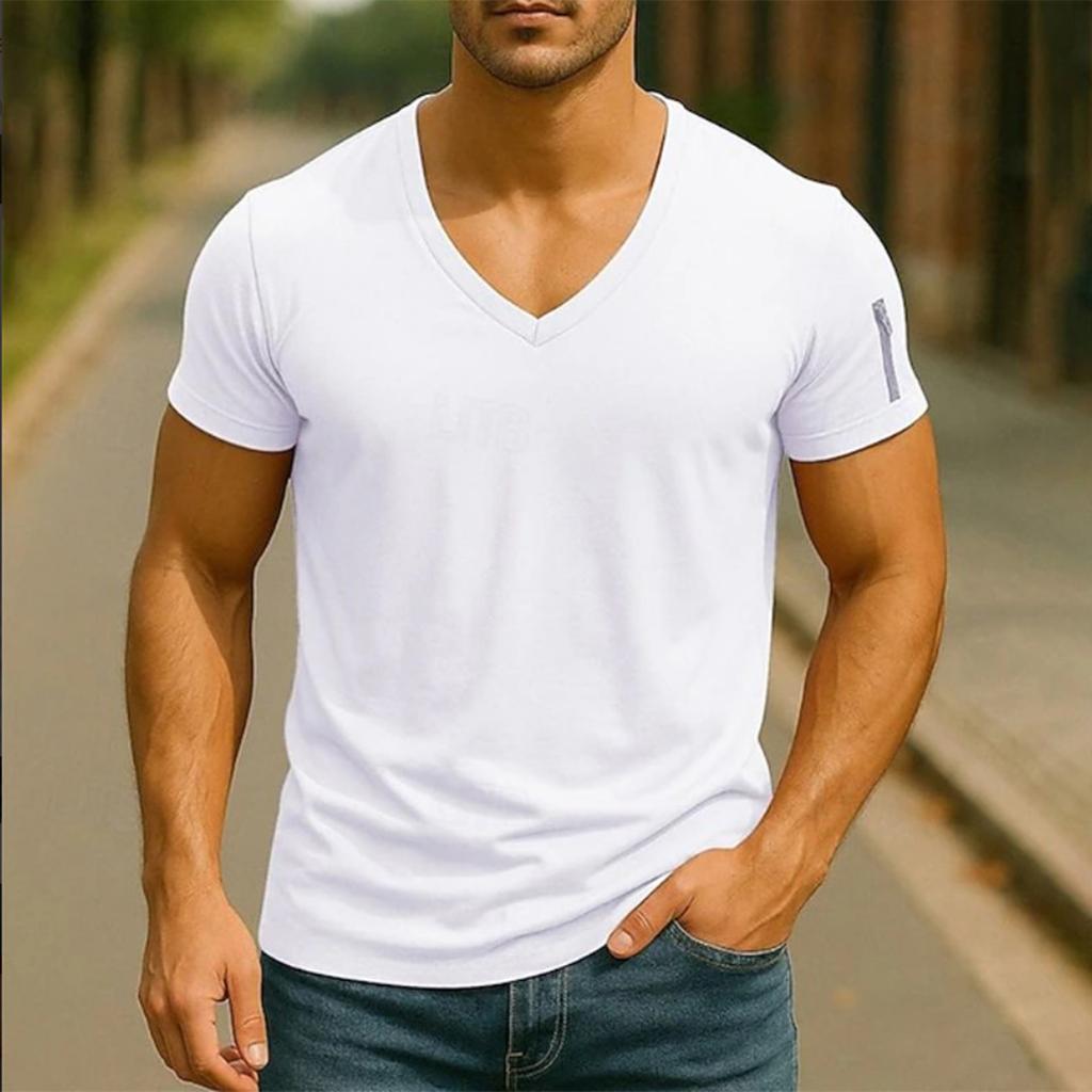 T-shirt Haut Manches Courtes Imprimé Mode Sport et Loisirs pour Hommes T-shirts Unis Pour